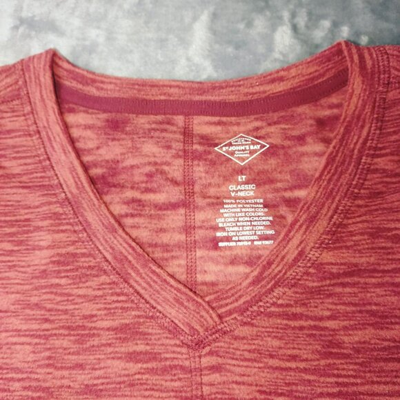 St. Johns Bay‎ Mens LT Classic V-Neck Long Sleeve Top Maroon NWT Cozy Casual - Picture 3 of 6